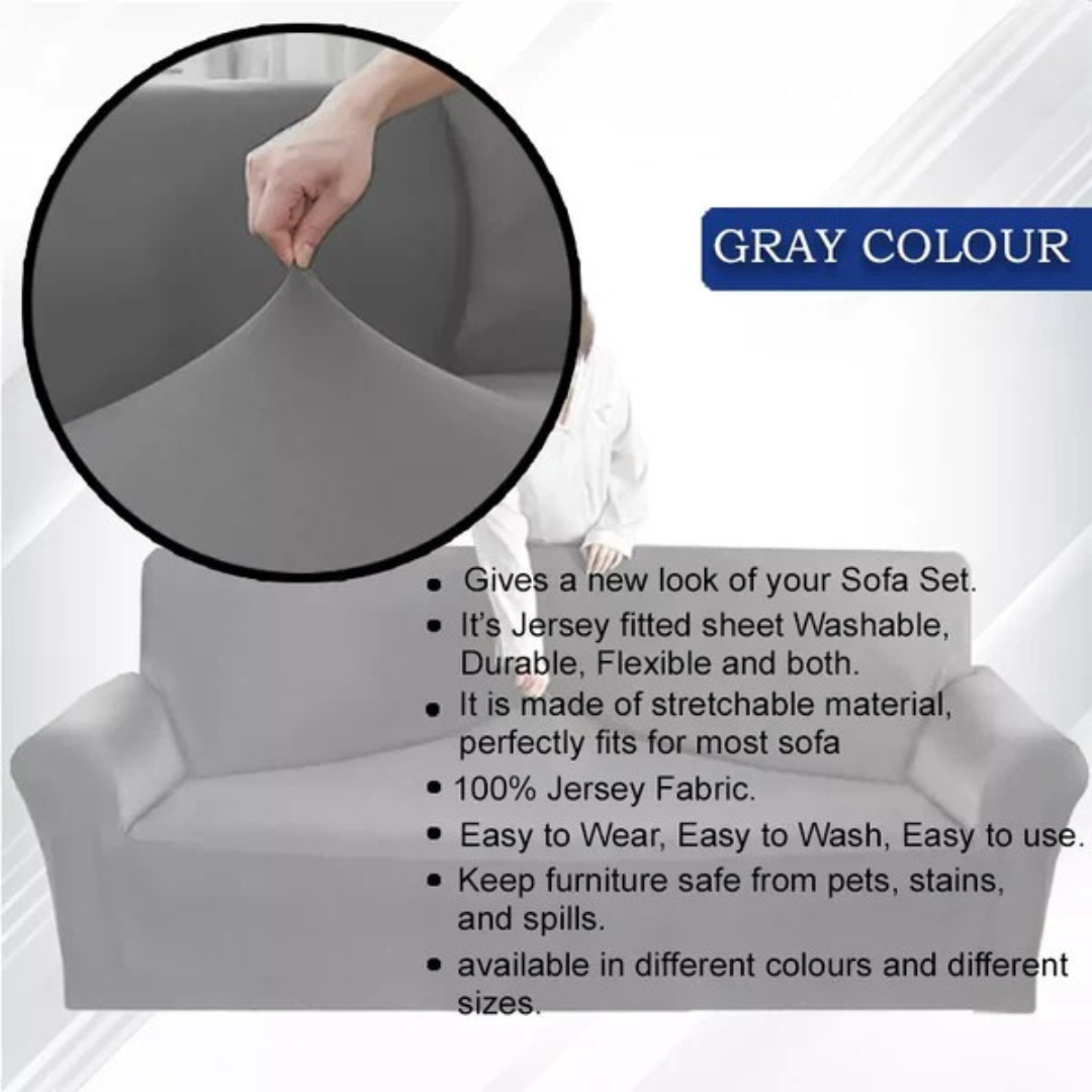 Elegant Jersey Sofa Cover - Grey