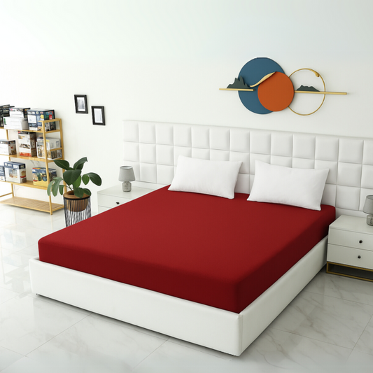 Terry Waterproof Mattress Protector- Maroon