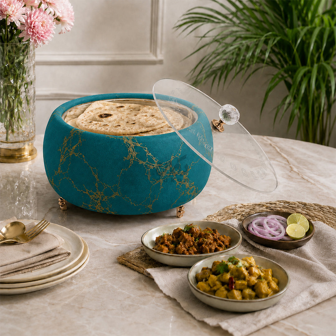 Luxury Turkish Velvet Hotpot with Crystal Lid Handle – Premium Insulated Food Warmer