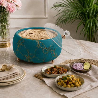Luxury Turkish Velvet Hotpot with Crystal Lid Handle – Premium Insulated Food Warmer