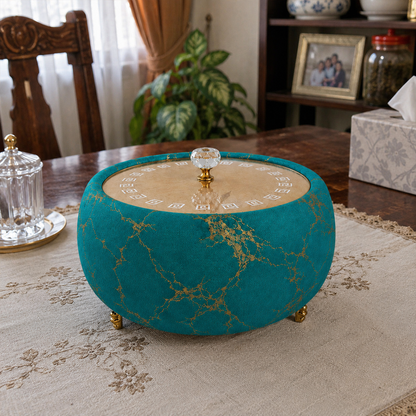 Luxury Turkish Velvet Hotpot with Crystal Lid Handle – Premium Insulated Food Warmer
