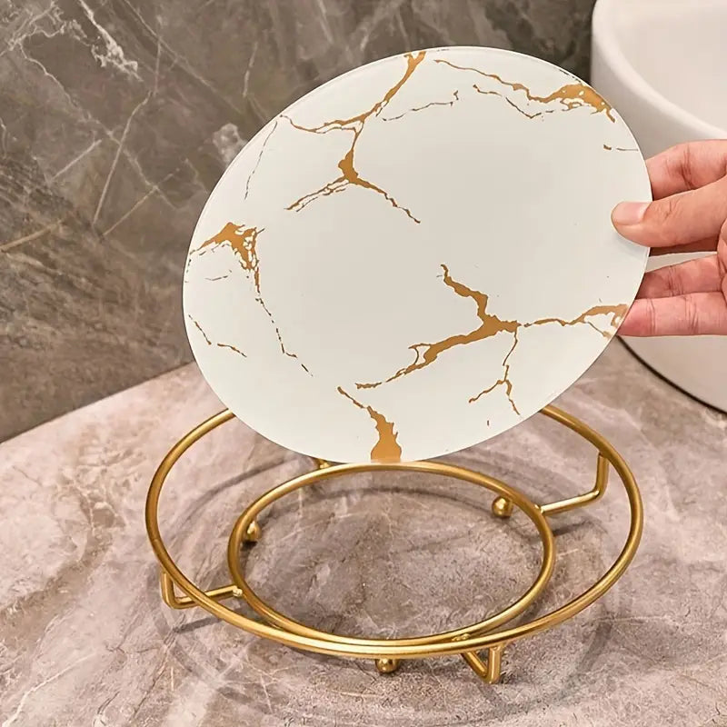 Luxury Round Wrought Iron Bathroom Countertop Organizer