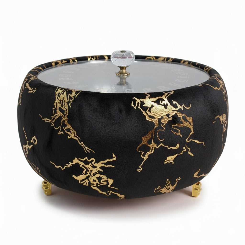 Luxury Turkish Velvet Hotpot with Crystal Lid Handle