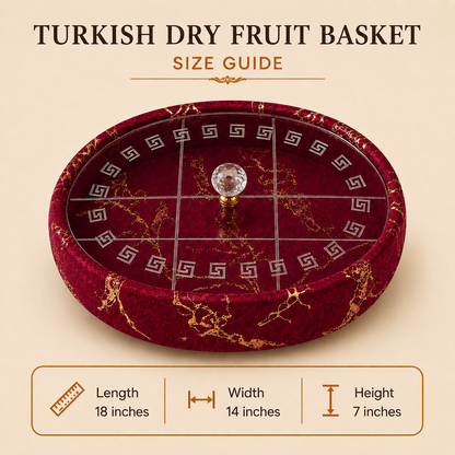 Luxury Turkish Dry Fruit Basket with Crystal Lid Handle – 6 Compartment Serving Tray