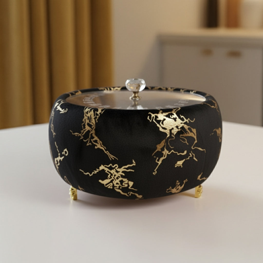 Luxury Turkish Velvet Hotpot with Crystal Lid Handle – Premium Insulated Food Warmer