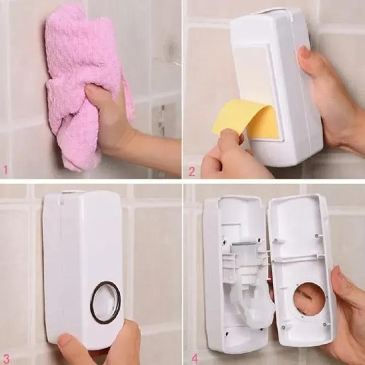 2 Pcs Toothpaste Dispenser & Brush Holder