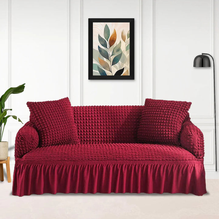 Luxury Fitted Bubble Sofa Cover - Maroon