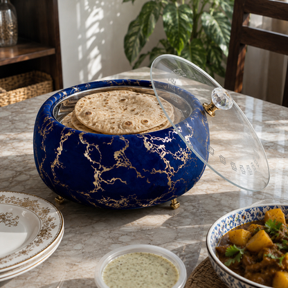 Luxury Turkish Velvet Hotpot with Crystal Lid Handle – Premium Insulated Food Warmer