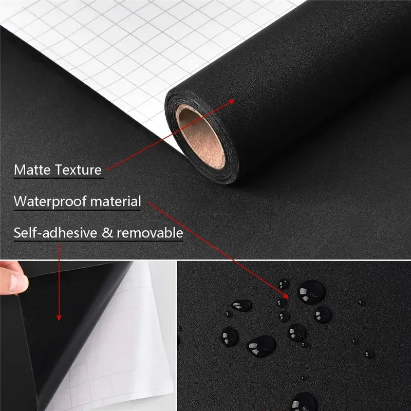 Matte Black Wallpaper Peel and Stick Self - Adhesive