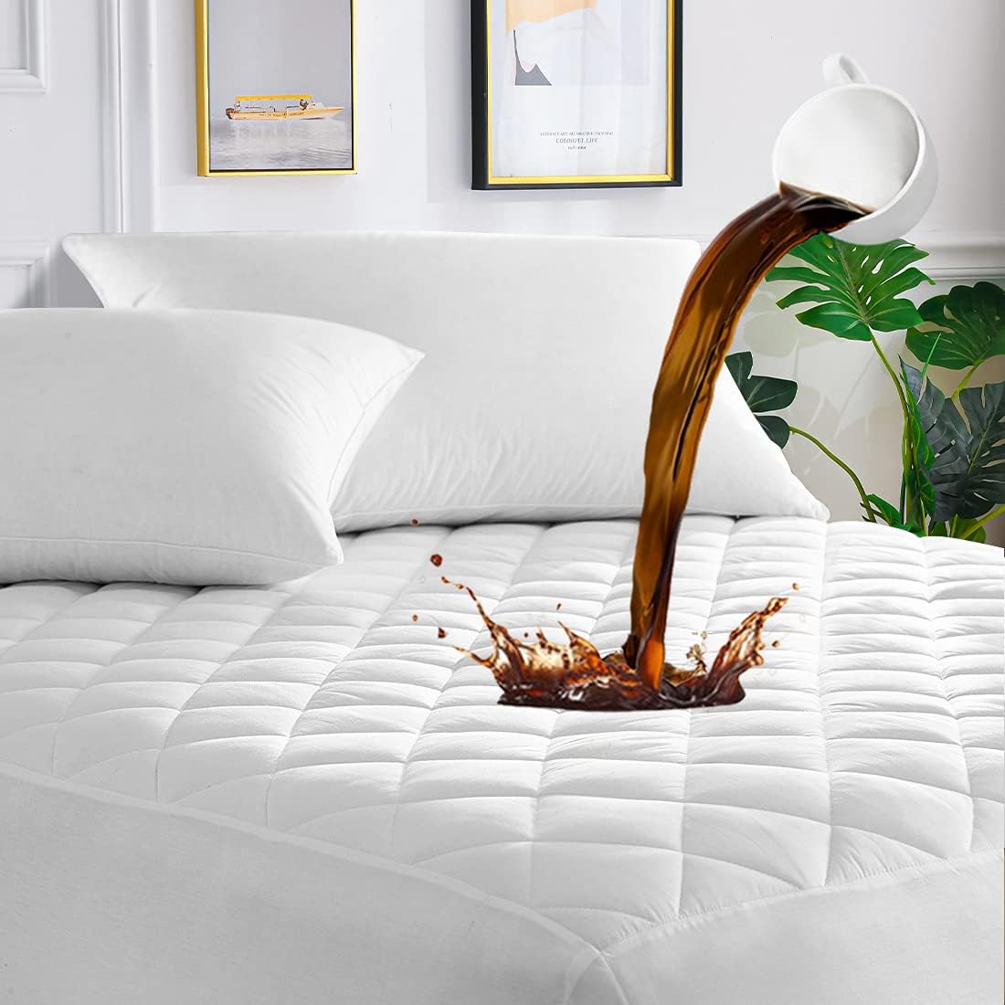 Quilted Waterproof Mattress Protector - White