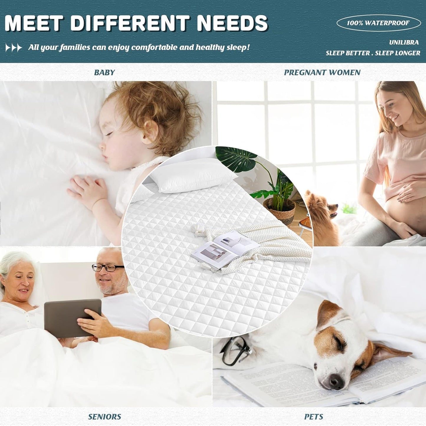 Quilted Waterproof Mattress Protector - White