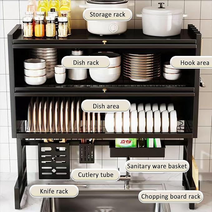 Smart Premium 3 Tiers - Double Layered Over Sink Dish Drainer Rack