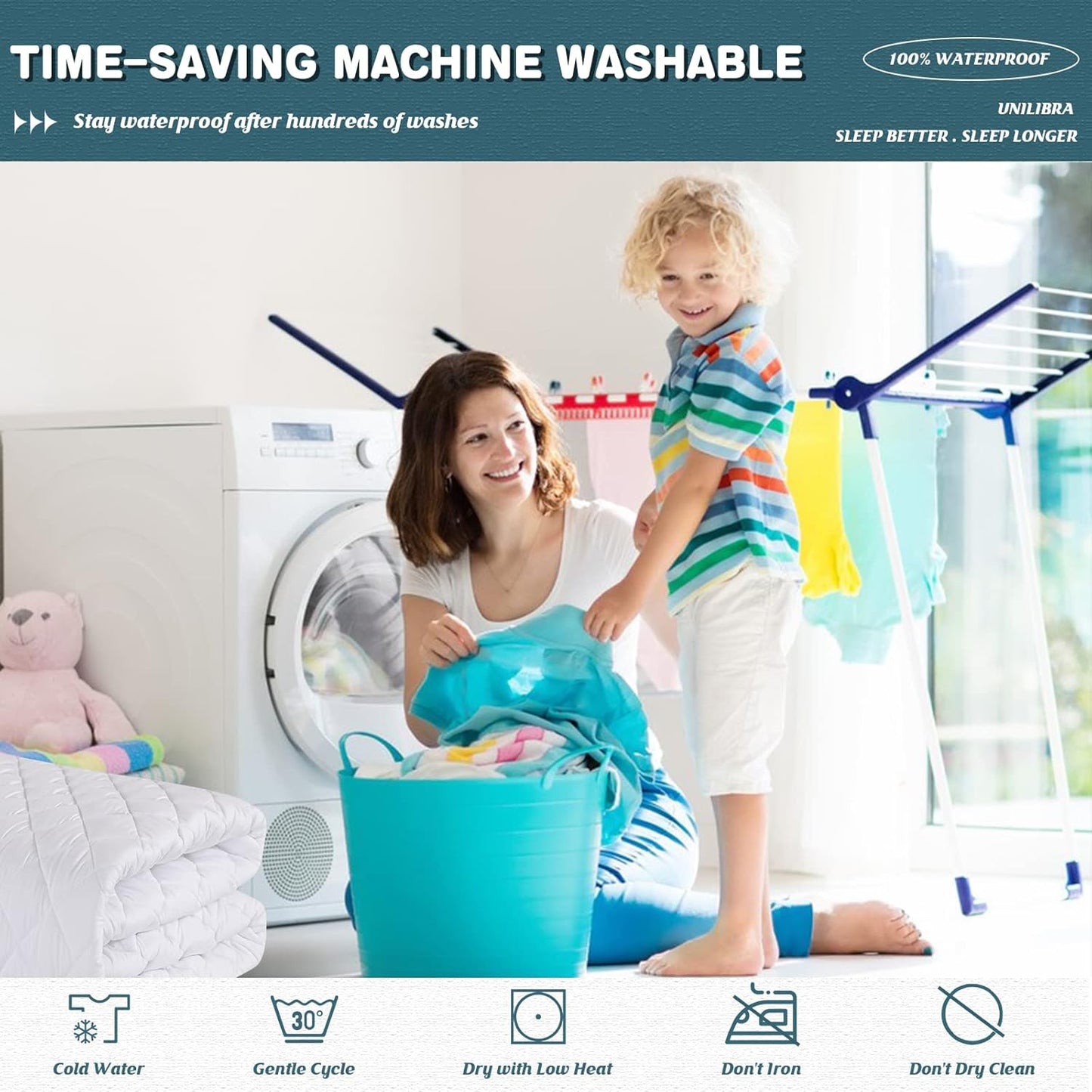 Quilted Waterproof Mattress Protector - White