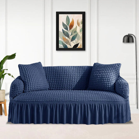 Luxury Fitted Bubble Sofa Cover - Blue