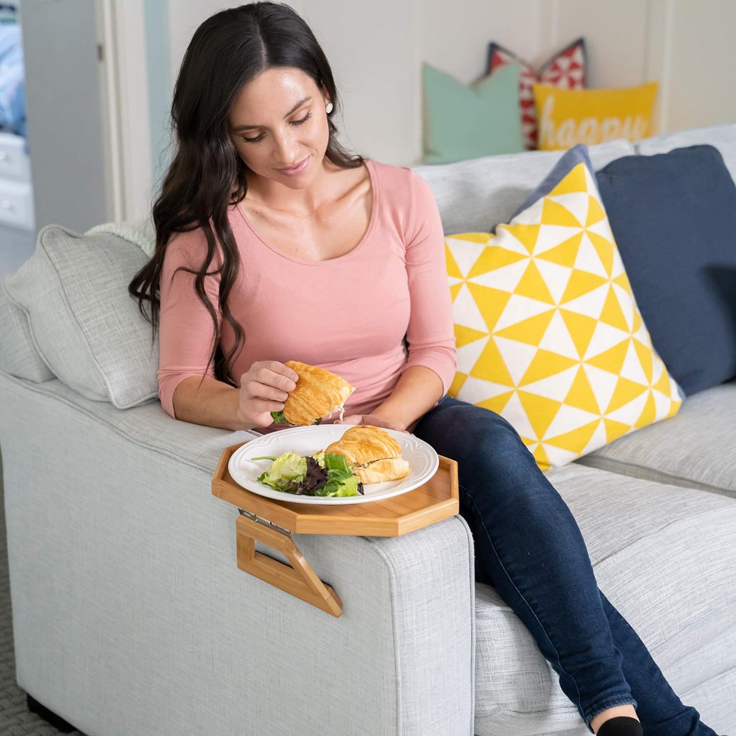 Hexa Couch Arm Tray Table – Portable Sofa Side Table for Small Spaces