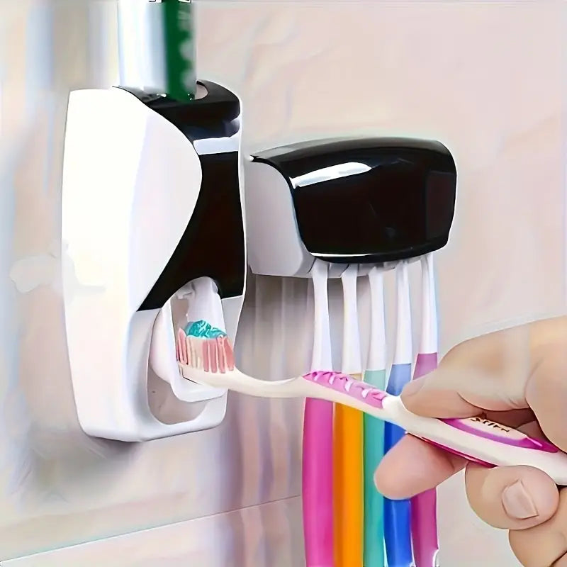 2 Pcs Toothpaste Dispenser & Brush Holder