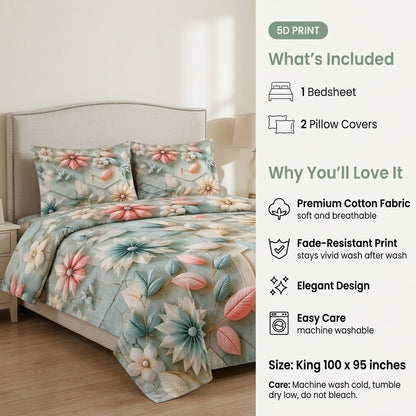 Royal Garden 3D Premium Bedsheet Set