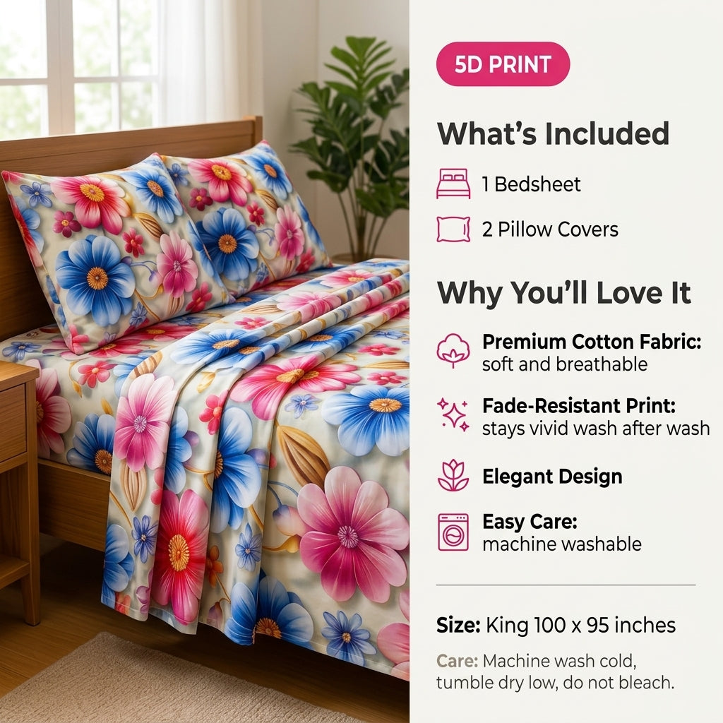 Flamboyant 3D Premium Bedsheet Set