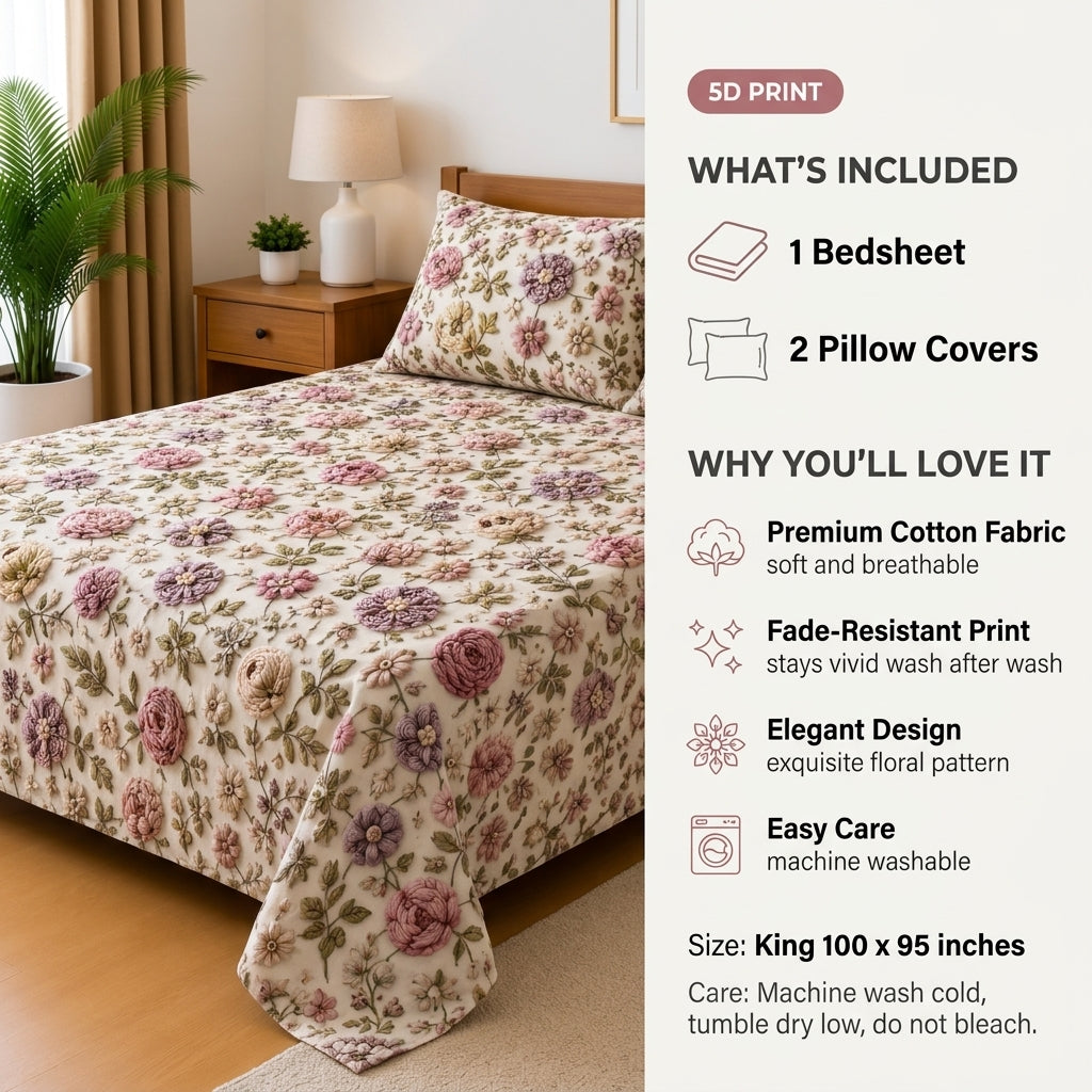 Delicate 3D Premium Bedsheet Set
