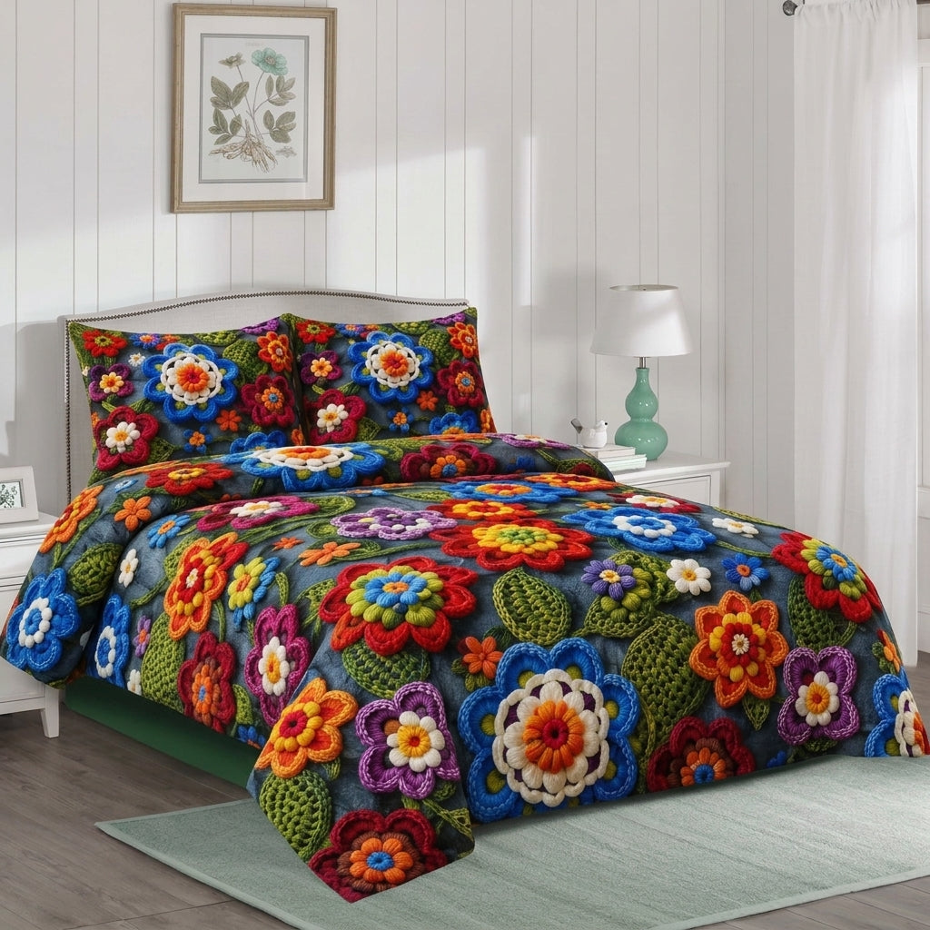 Fiesta Flowers 3D Premium Bedsheet Set