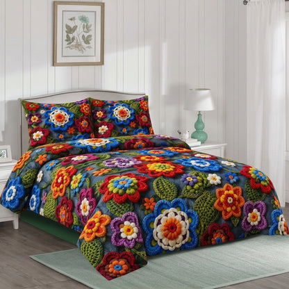 Fiesta Flowers 3D Premium Bedsheet Set