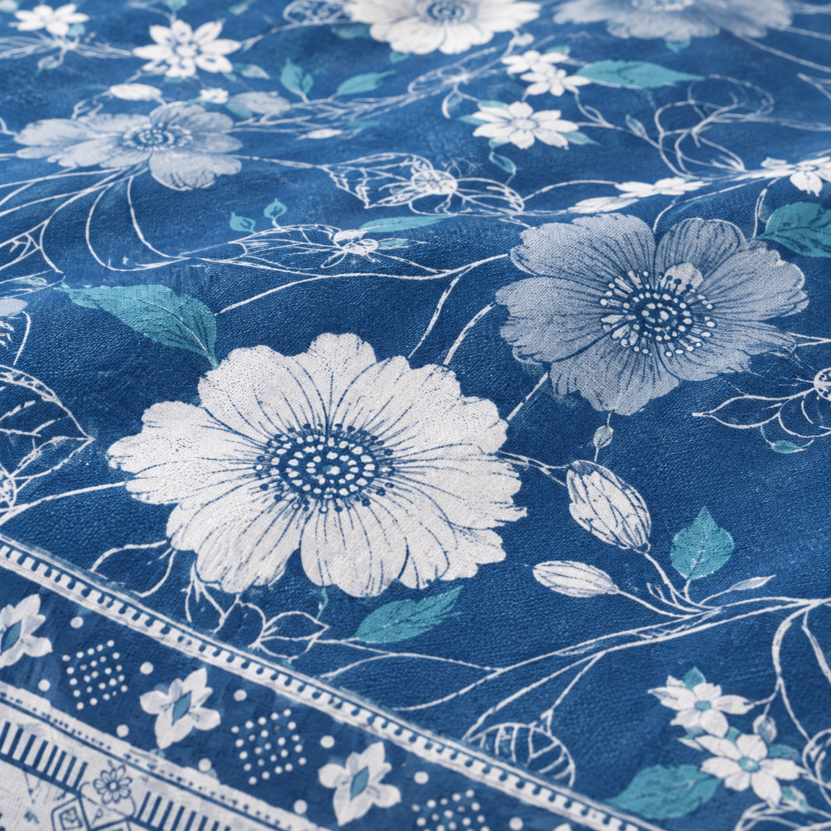 Blue Vignette Printed 3 PCs Bedsheet Set