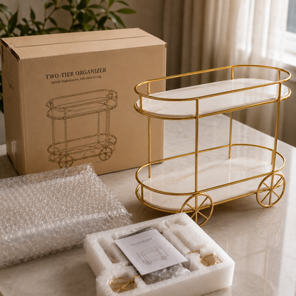 2-Tier Trolley Shape Stand & Vanity Organizer Stand