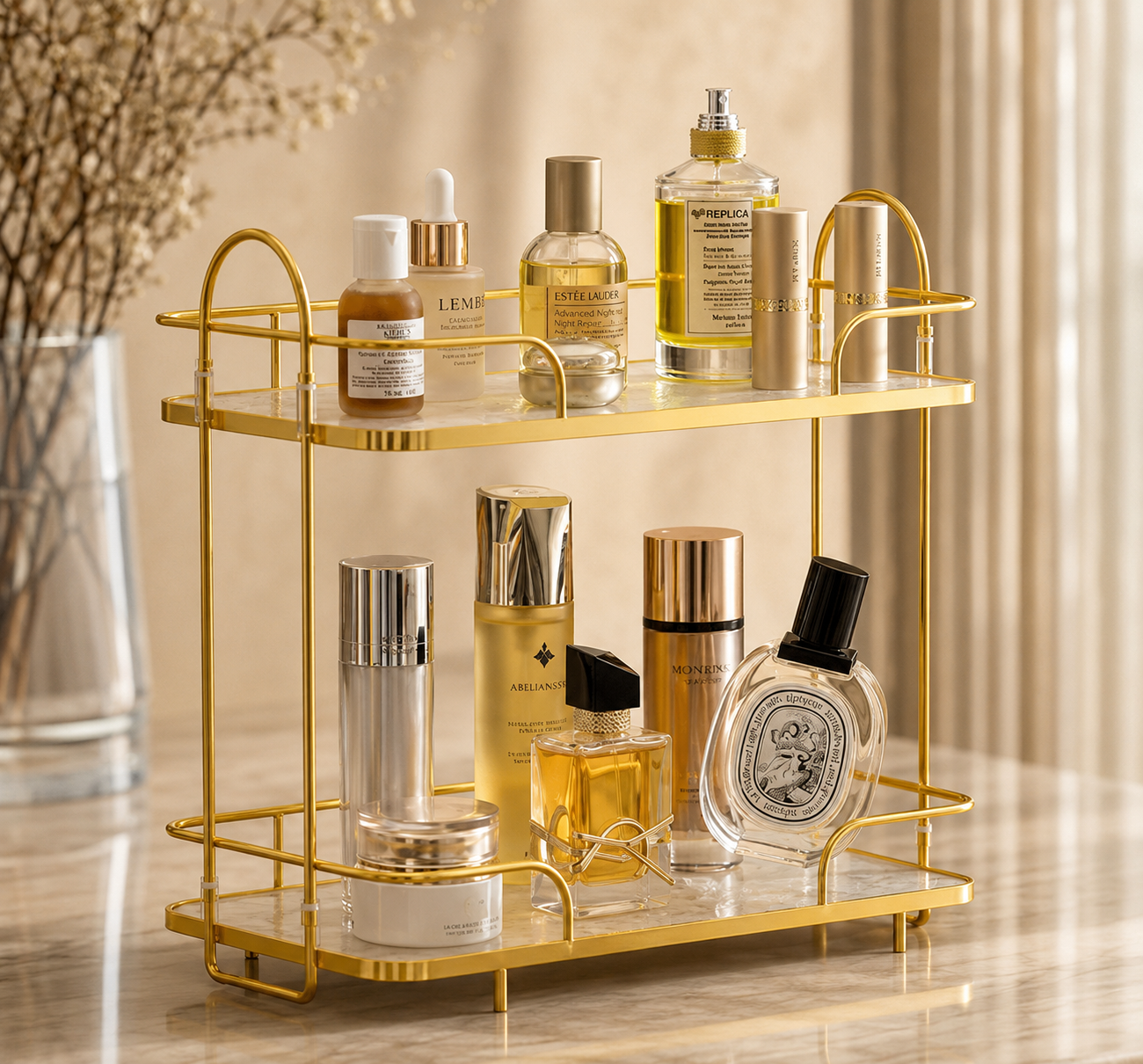 2-Tier Cosmetics Storage Rack – Makeup Organizer