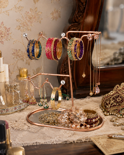 Premium Metal Jewelry Stand – Rose Gold Organizer