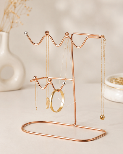 Premium Metal Jewelry Stand – Rose Gold Organizer