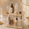 Luxury 2-Tier Cosmetics Shelf – Marble Glass Organizer