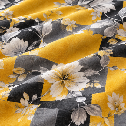 Cozy Mustard Printed 3 PCs Bedsheet Set
