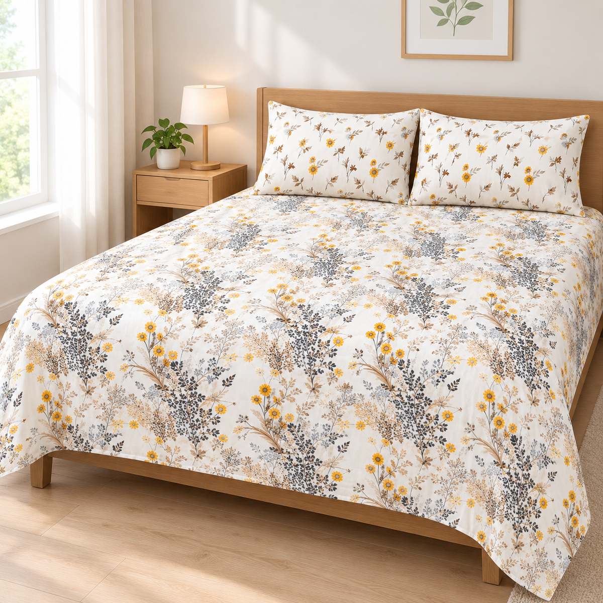 Soft Bliss 3 PCs Printed Bedsheet Set