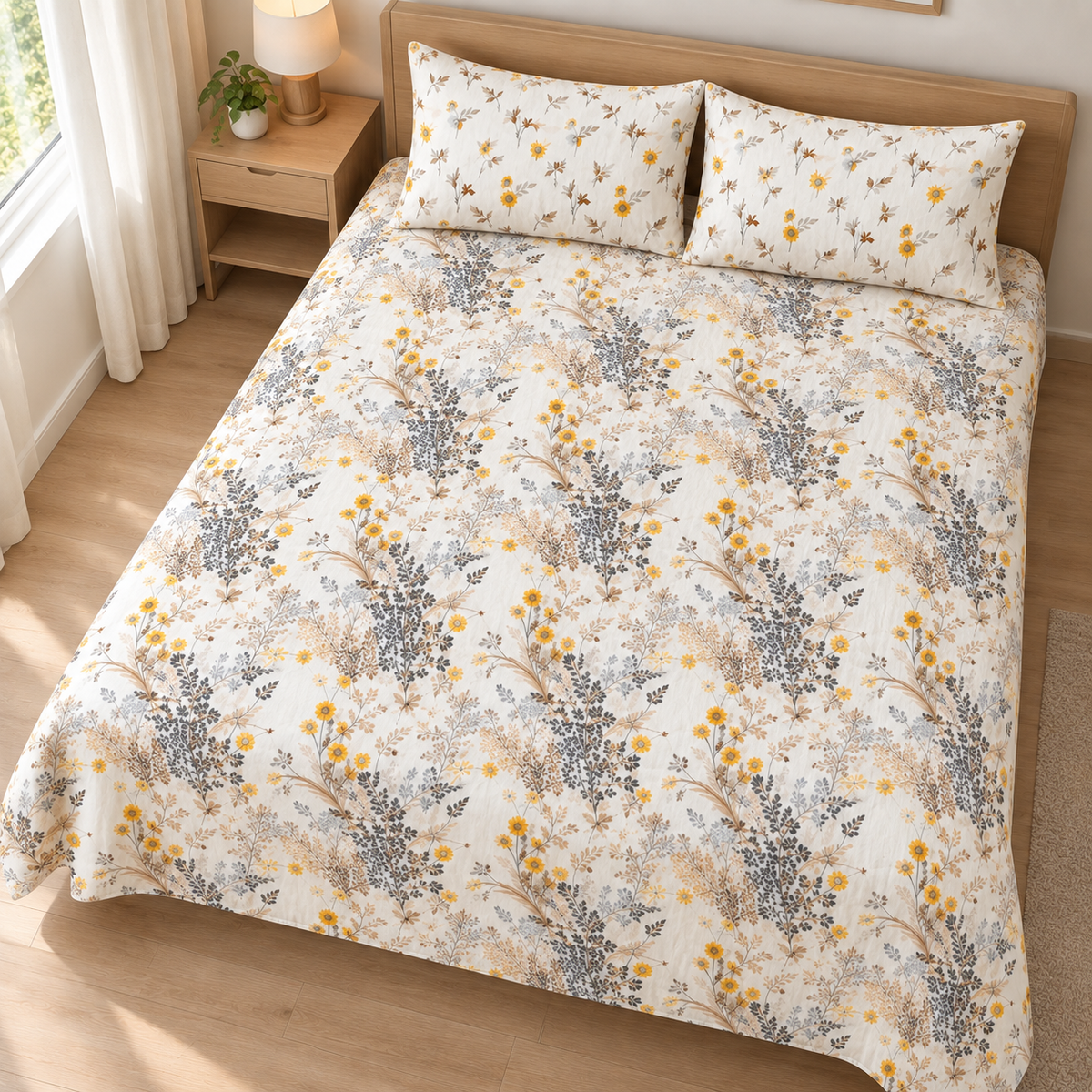 Soft Bliss 3 PCs Printed Bedsheet Set