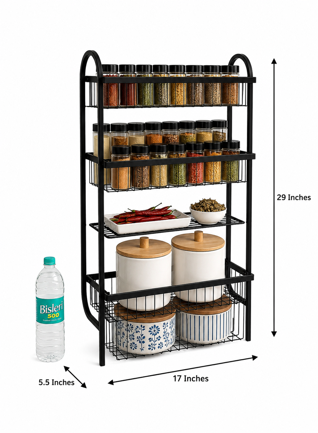 Premium Metal 3 Tier Wall Mounted Spice Rack Organizer