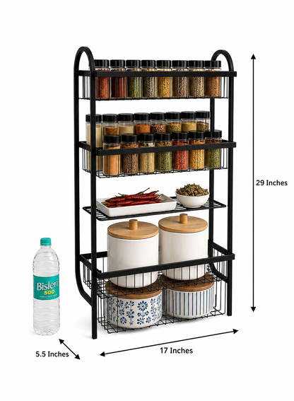 Premium Metal 3 Tier Wall Mounted Spice Rack Organizer