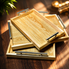 Luxury Wooden Serving Tray Set – Set of 3 with Steel Handles
