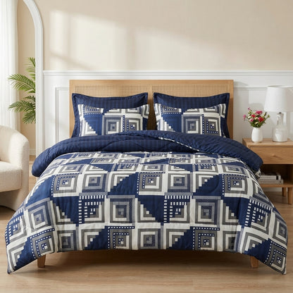 6 PCs Blue Chanel Printed Comforter set