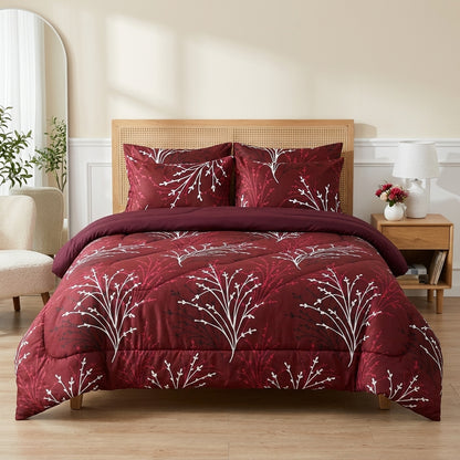 6 PCs Maroon Princess Printed Comforter set