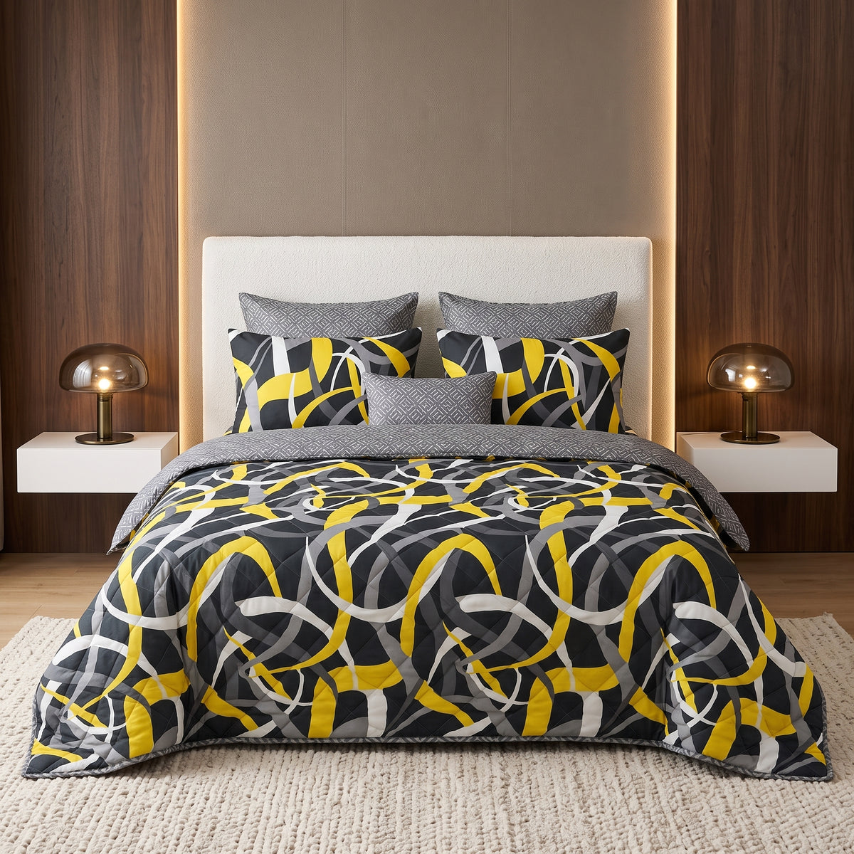 7 PCs Rustic Rose Printed Comforter set