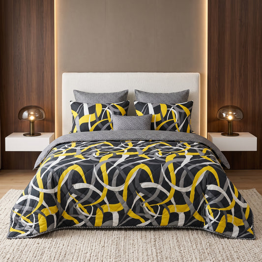 7 PCs Rustic Rose Printed Comforter set