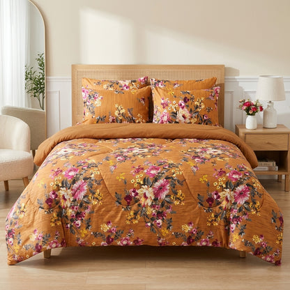 6 PCs Yellow Tree Printed Comforter set