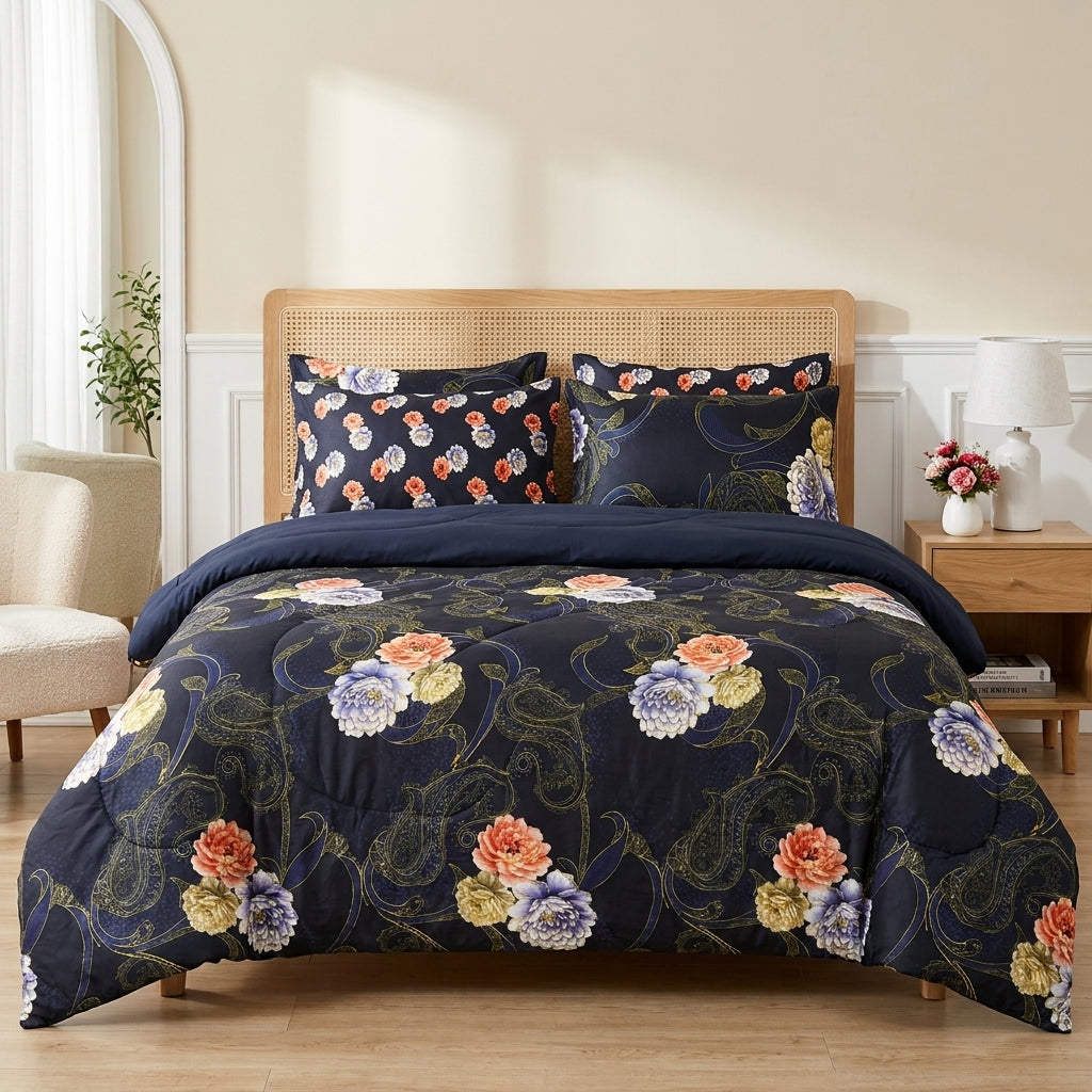 6 PCs Night Delicacy Printed Comforter set