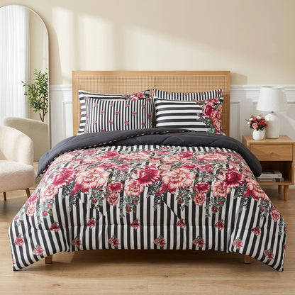 6 PCs Vintage Flowers Printed Comforter set