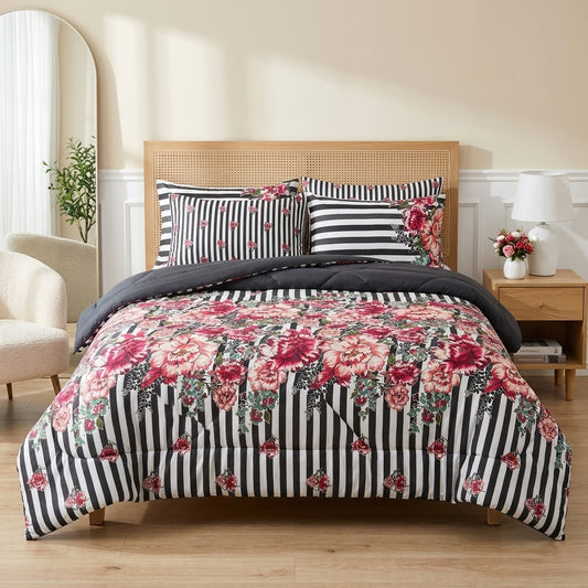 6 PCs Vintage Flowers Printed Comforter set