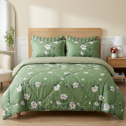 6 PCs Green Forest Printed Comforter set