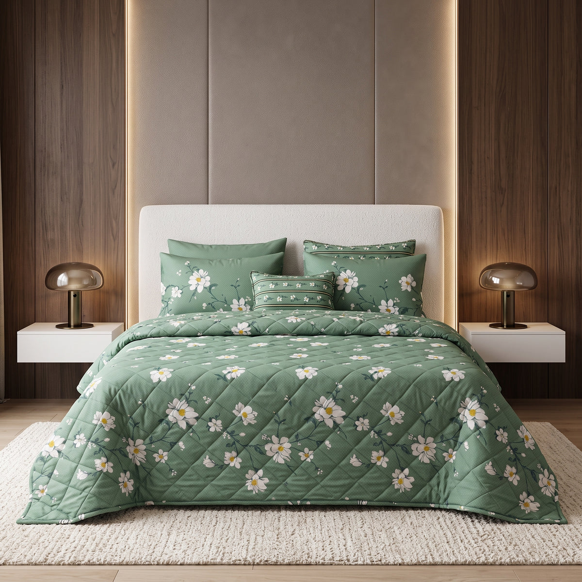 7 PCs Botanical Printed Comforter set