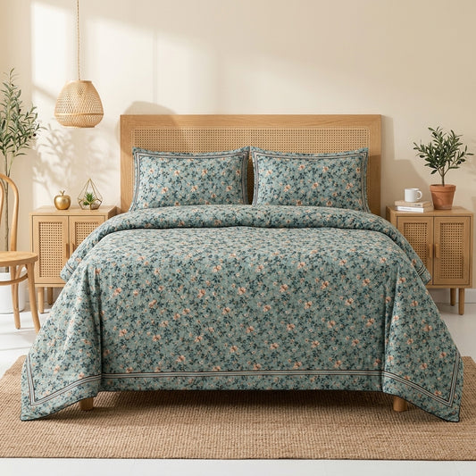3 PCs Mocha Printed Bedsheet