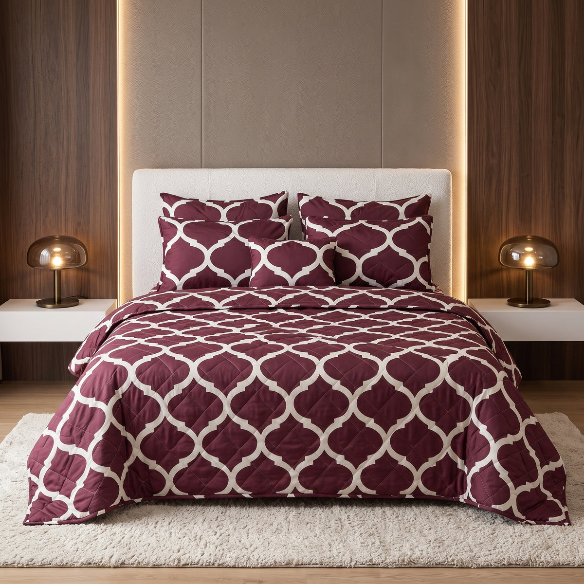 7 PCs Cobalt Crest Printed Comforter set