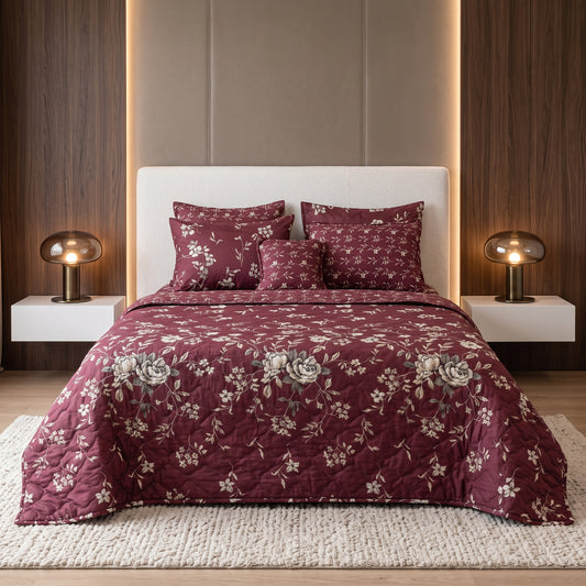 7 PCs Spiced Peony Printed Comforter set
